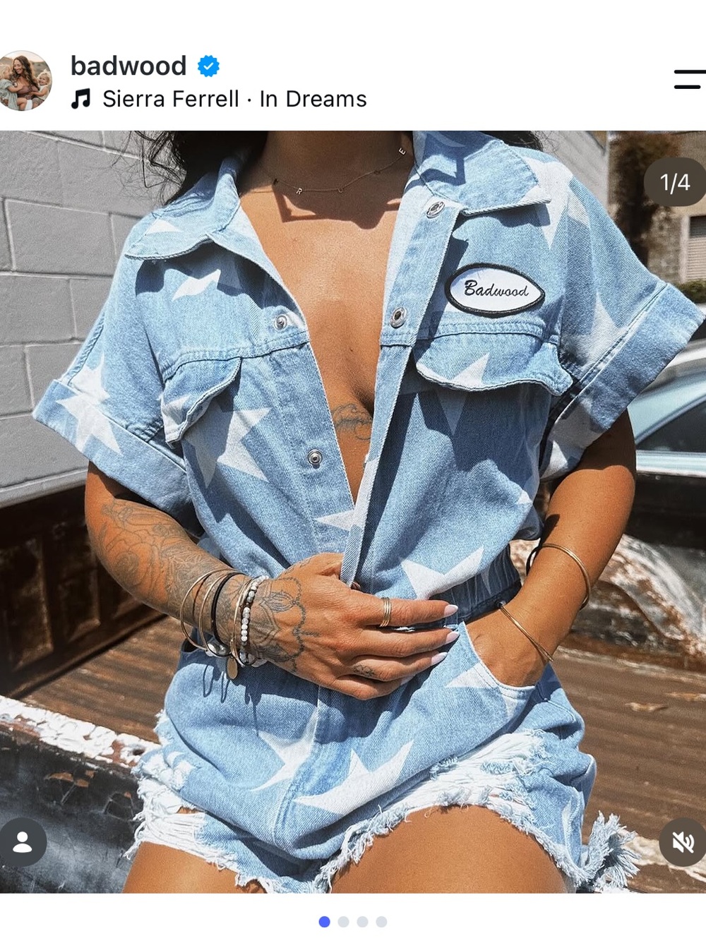 Badwood Star Demin Romper